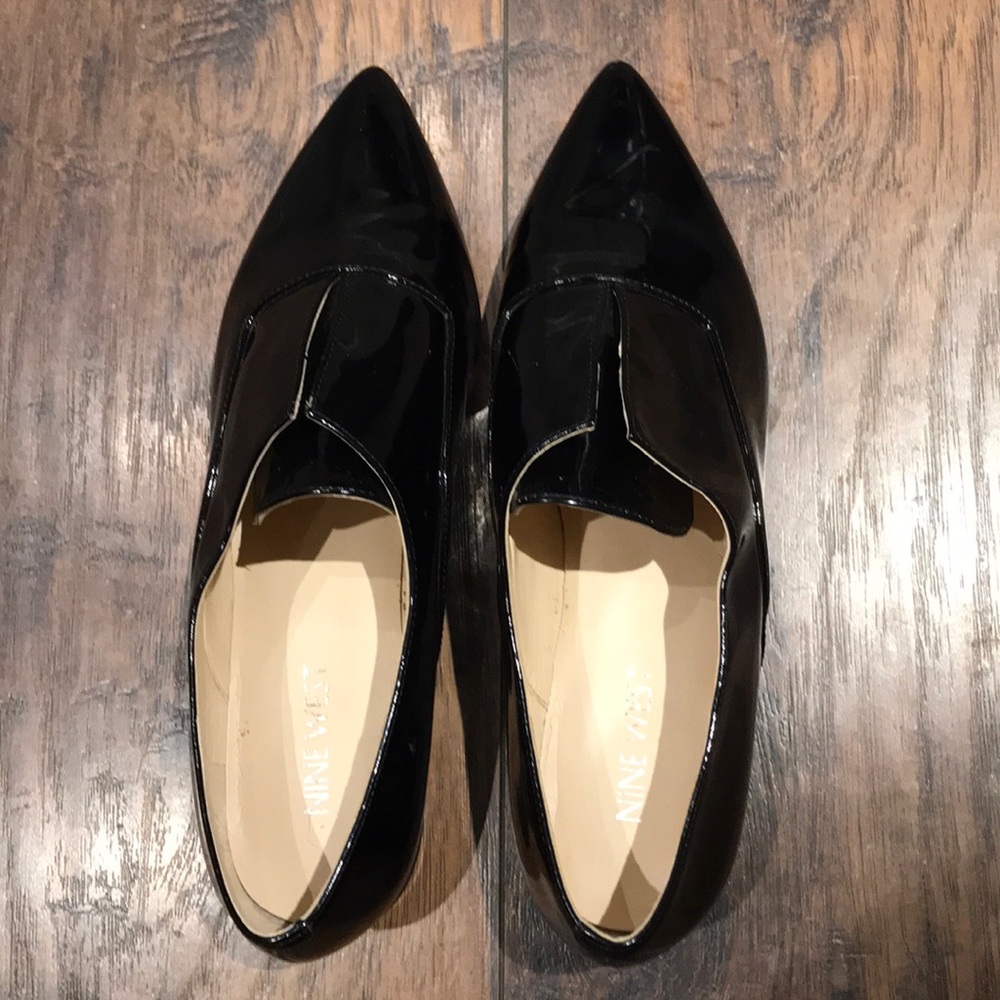Nine West Black Patent Leather Slides 6.5